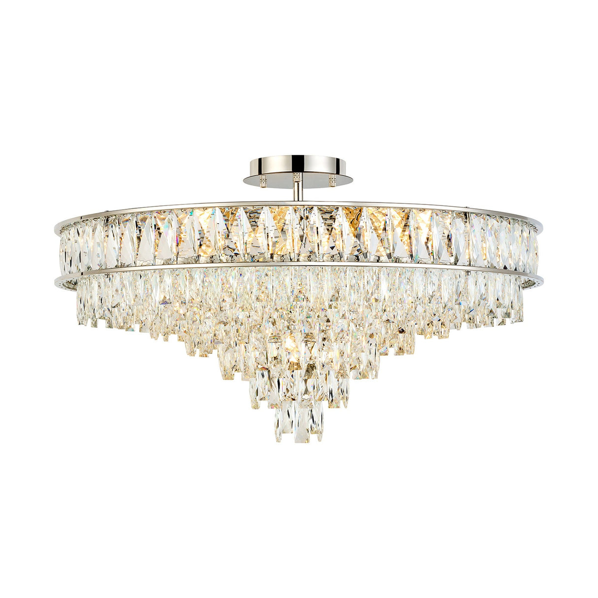 Vivienne 70cm 11 Light Crystal Chandelier/Semi Flush - Polished Nickel