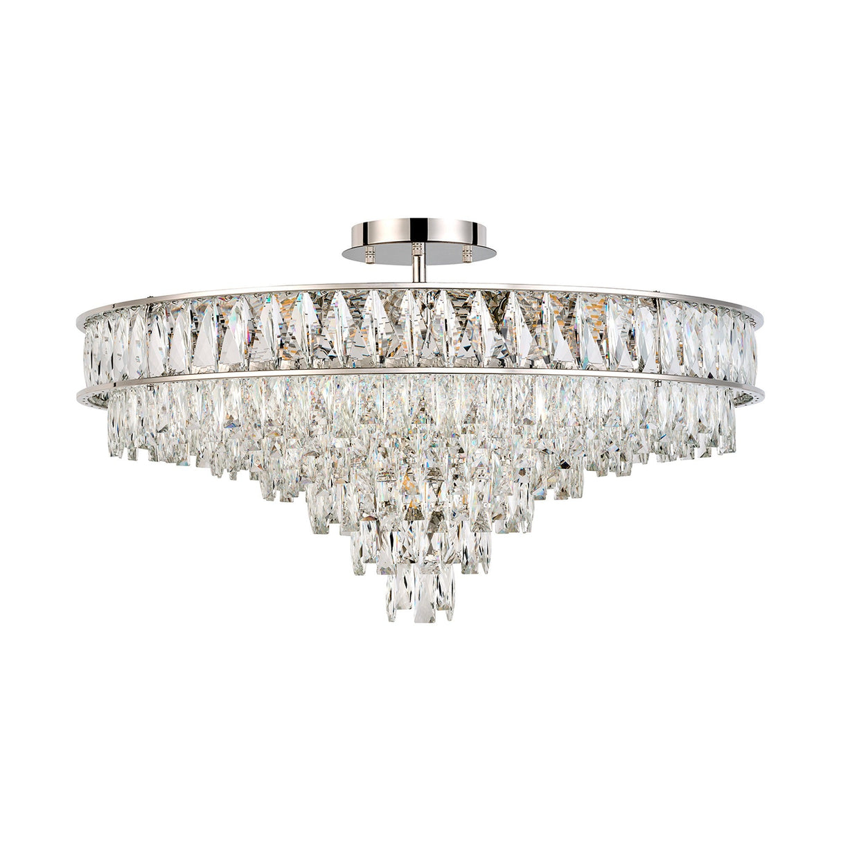 Vivienne 70cm 11 Light Crystal Chandelier/Semi Flush - Polished Nickel
