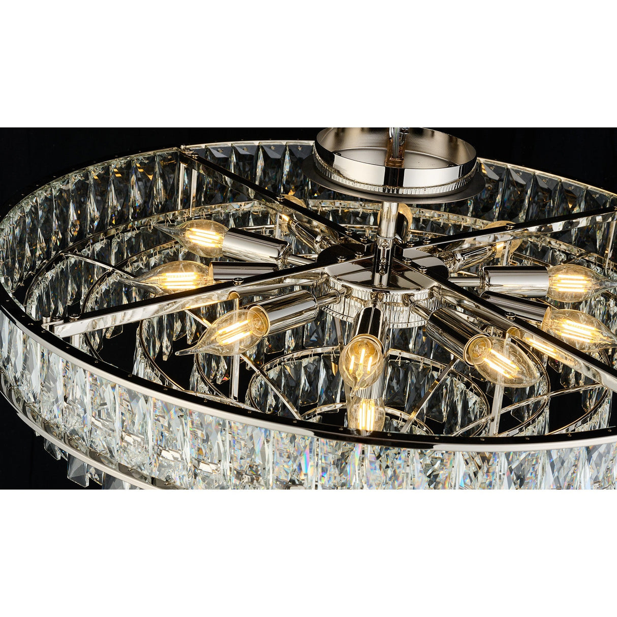 Vivienne 70cm 11 Light Crystal Chandelier/Semi Flush - Polished Nickel