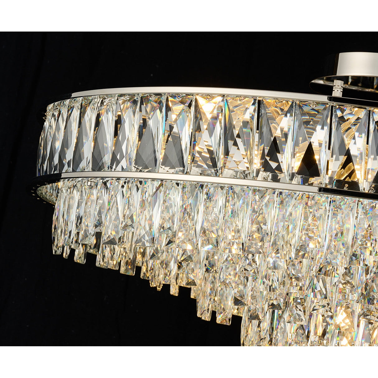 Vivienne 70cm 11 Light Crystal Chandelier/Semi Flush - Polished Nickel