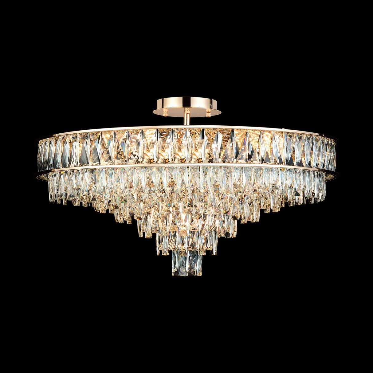 Vivienne 70cm 11 Light Crystal Chandelier/Semi Flush - French Gold