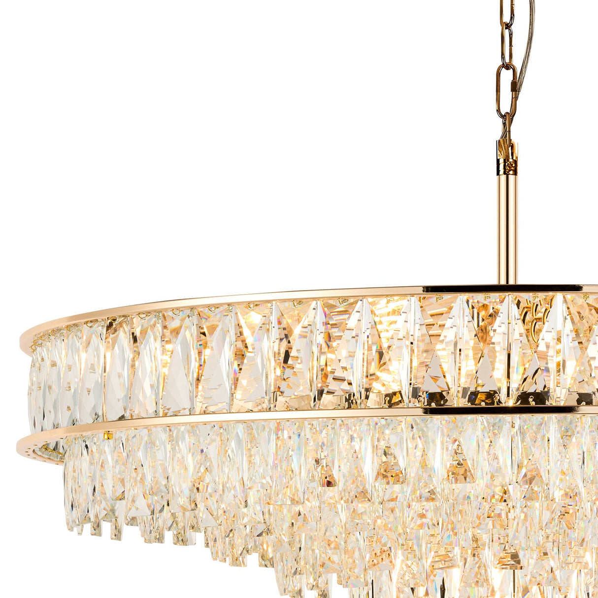 Vivienne 70cm 11 Light Crystal Chandelier/Semi Flush - French Gold