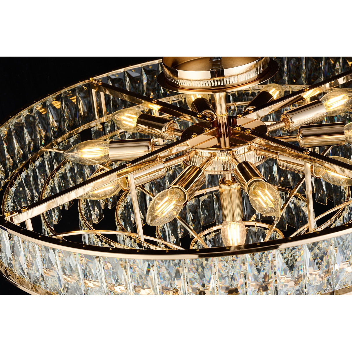 Vivienne 70cm 11 Light Crystal Chandelier/Semi Flush - French Gold