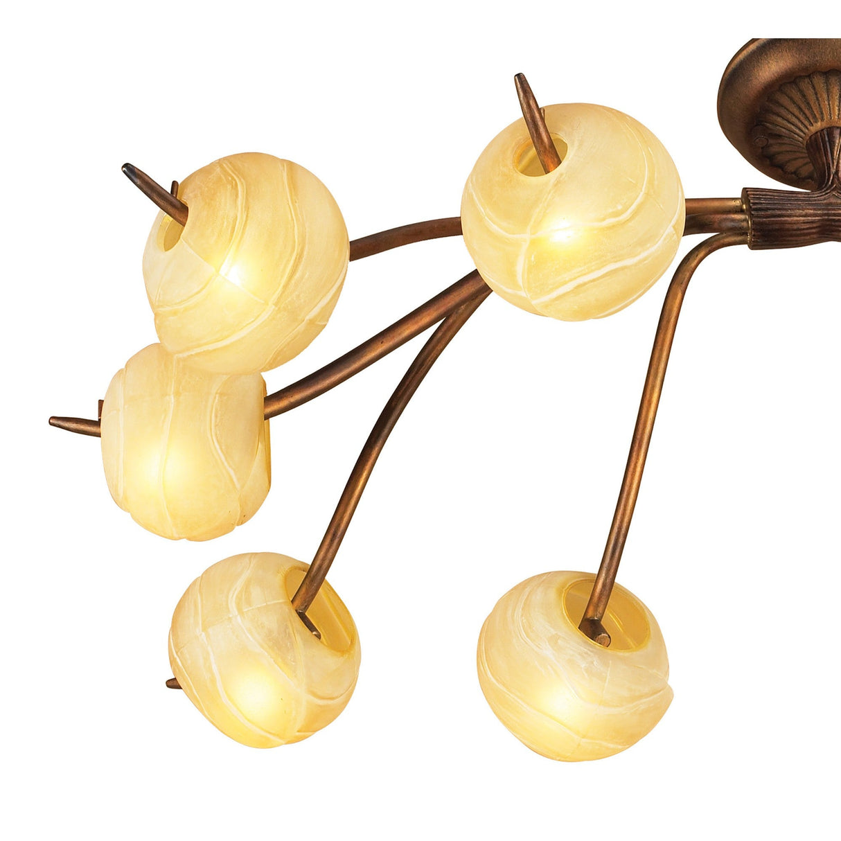 Wave 10 Light Semi-Flush Ceiling Light - Rustic Gold