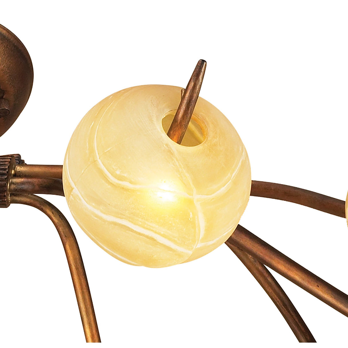 Wave 10 Light Semi-Flush Ceiling Light - Rustic Gold