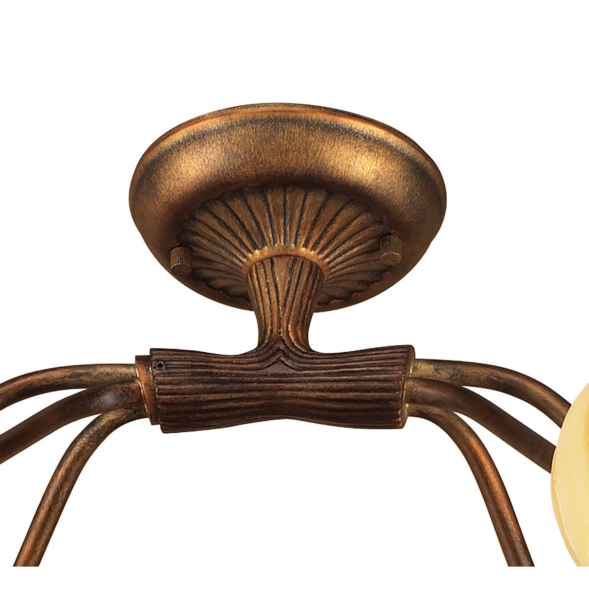 Wave 6 Light Semi-Flush Ceiling Light - Rustic Gold