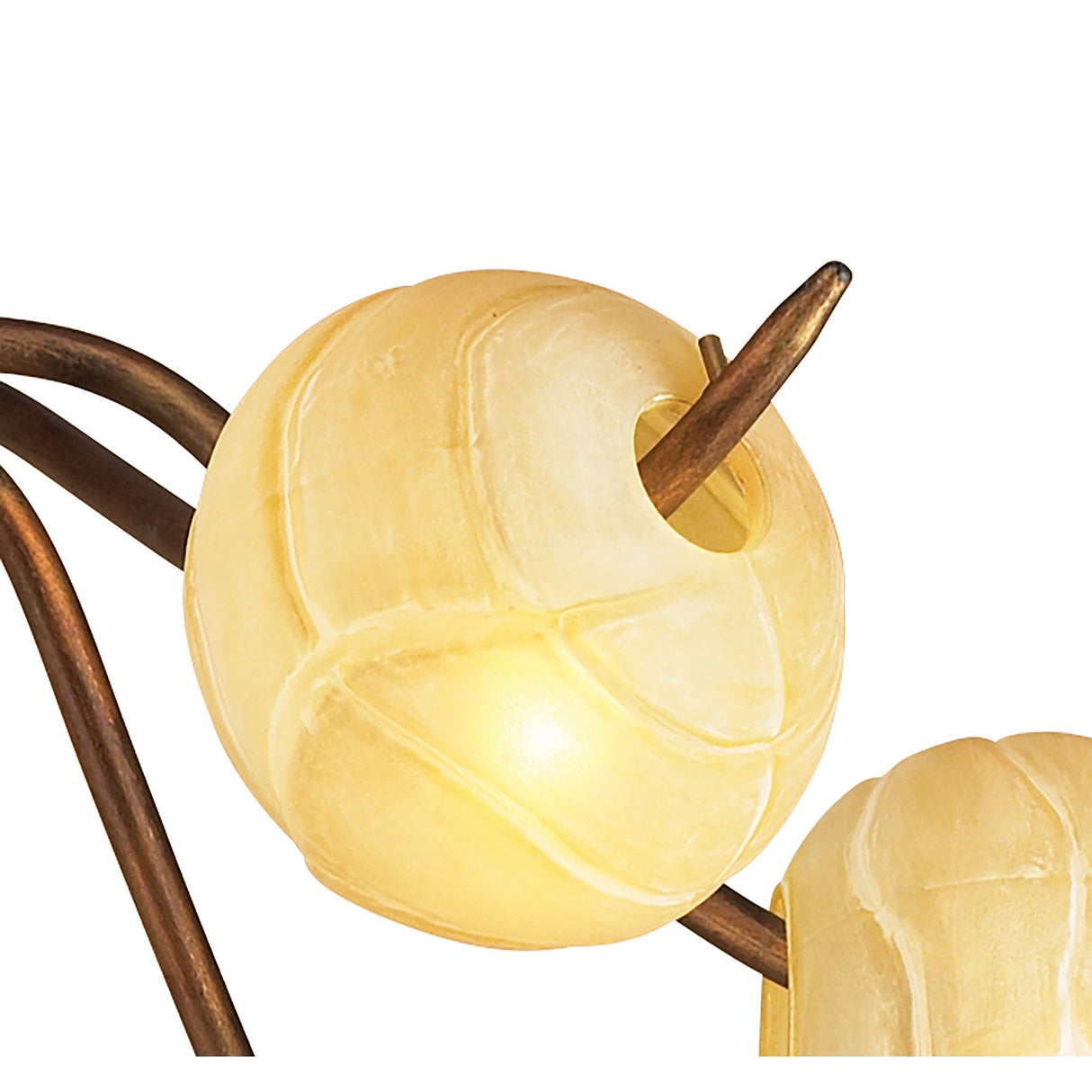 Wave 6 Light Semi-Flush Ceiling Light - Rustic Gold