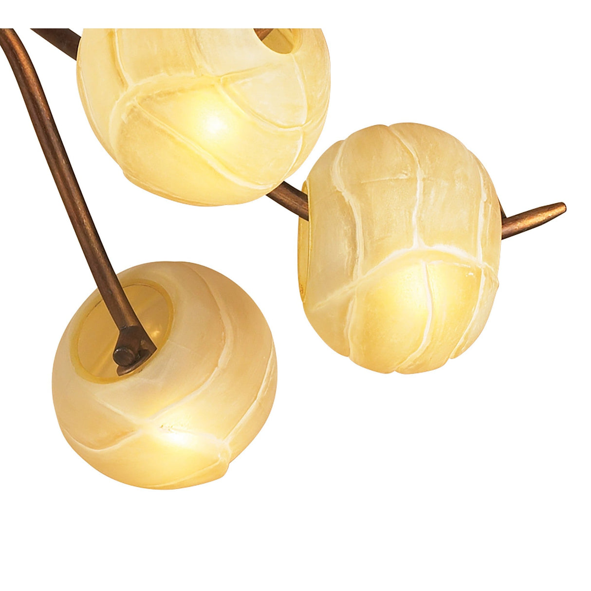 Wave 6 Light Semi-Flush Ceiling Light - Rustic Gold