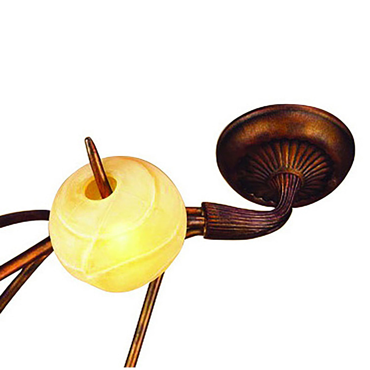 Wave 5 Light Semi-Flush Ceiling Light - Rustic Gold