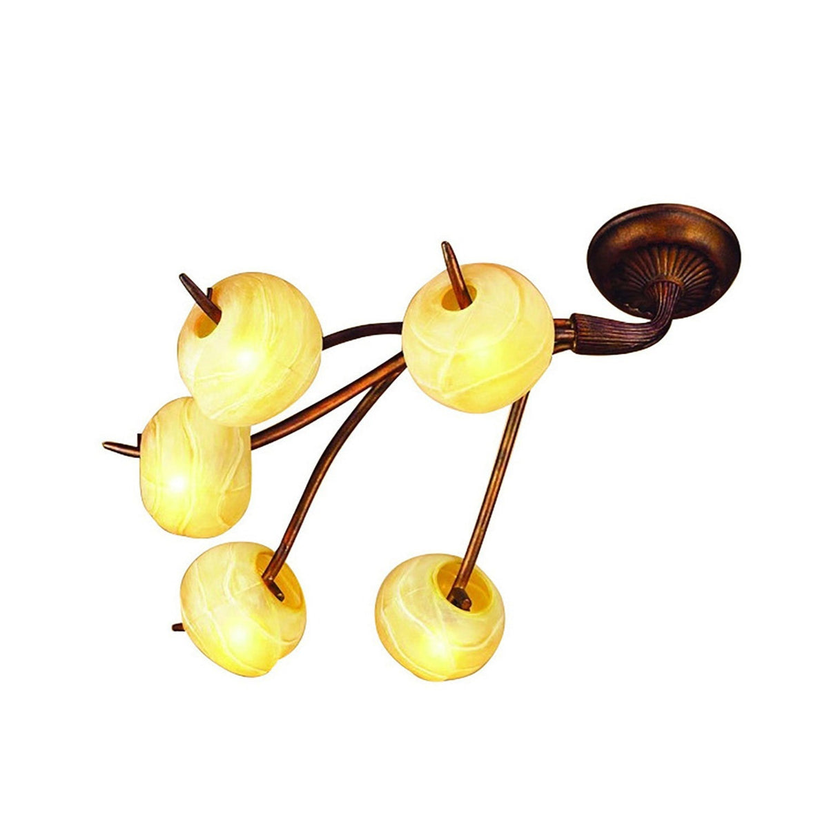 Wave 5 Light Semi-Flush Ceiling Light - Rustic Gold