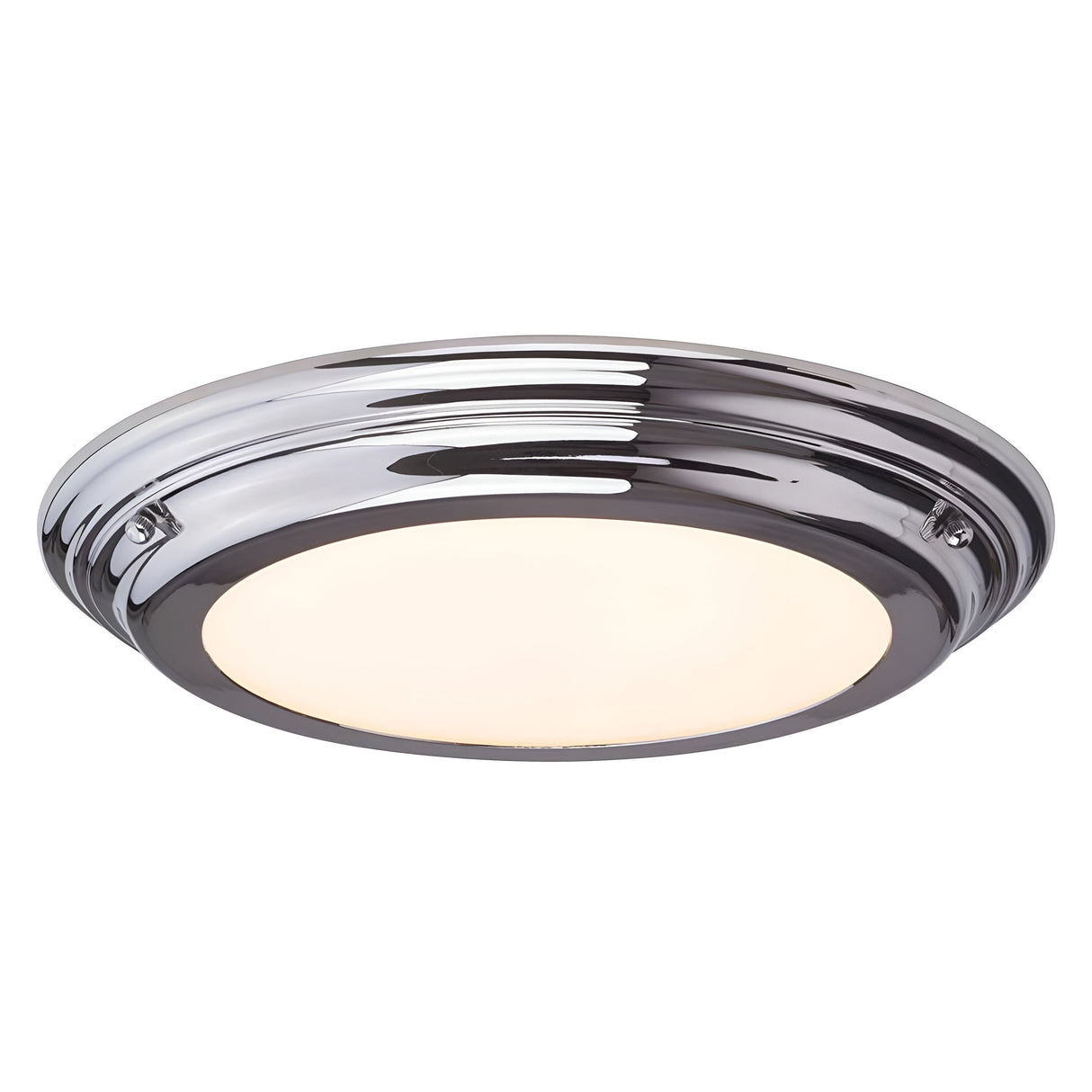 The Welland LED Light Flush - Polished Chrome is a sleek and modern ceiling fixture featuring an IP54-rated, polished chrome-plated frame and a frosted glass cover that diffuses soft white light. Its minimalist design brings a contemporary touch to any interior space.