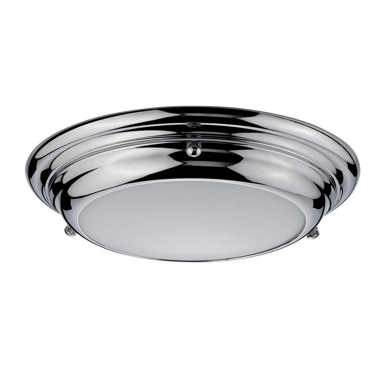 Introducing the Welland LED Light Mini Flush - a streamlined, round ceiling light fixture with a polished chrome finish and frosted glass cover. Its minimalist design and metallic sheen provide a modern and sophisticated aesthetic, ideal for contemporary interiors.