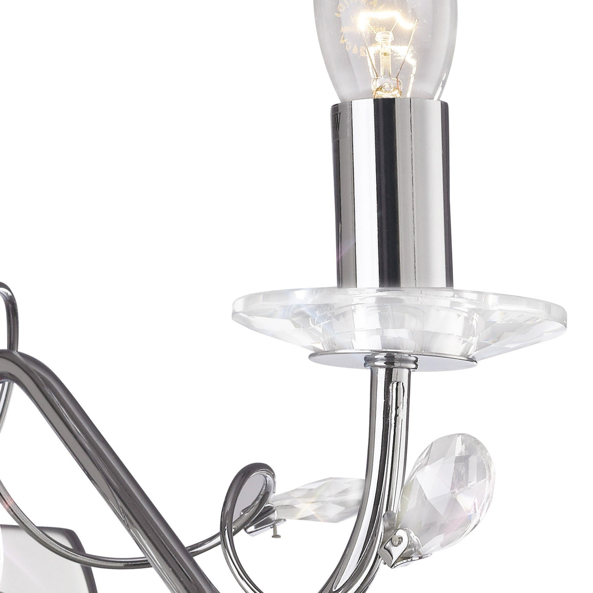 Willow 1 Light Crystal Wall Light - Chrome (Without Shade)
