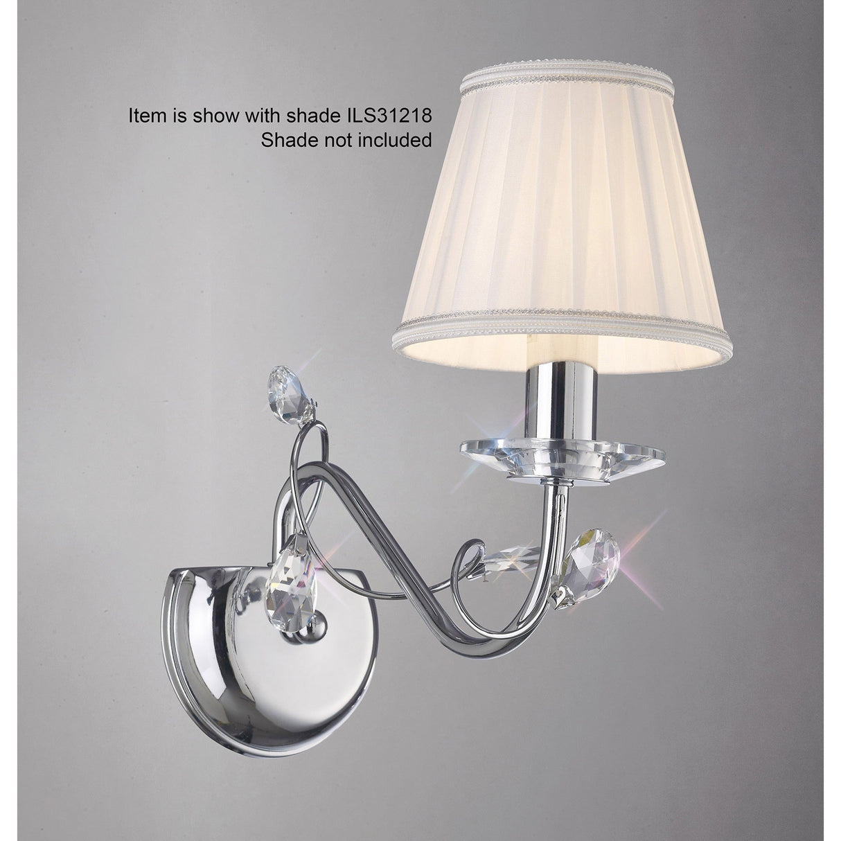 Willow 1 Light Crystal Wall Light - Chrome (Without Shade)