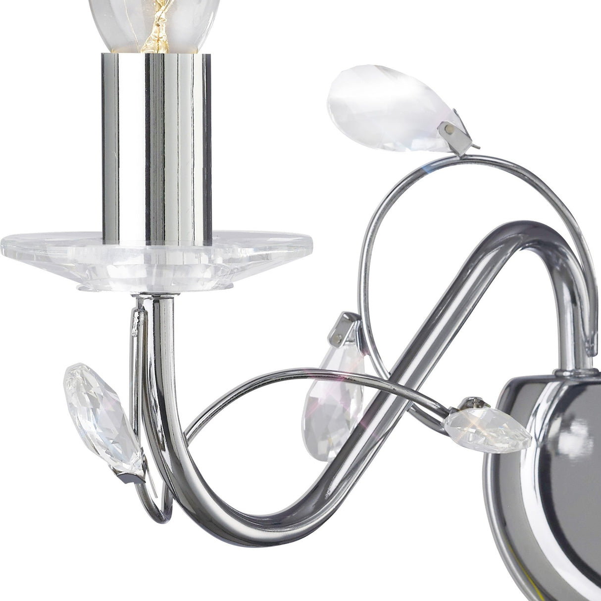 Willow 2 Light Crystal Wall Light - Chrome (Without Shade)