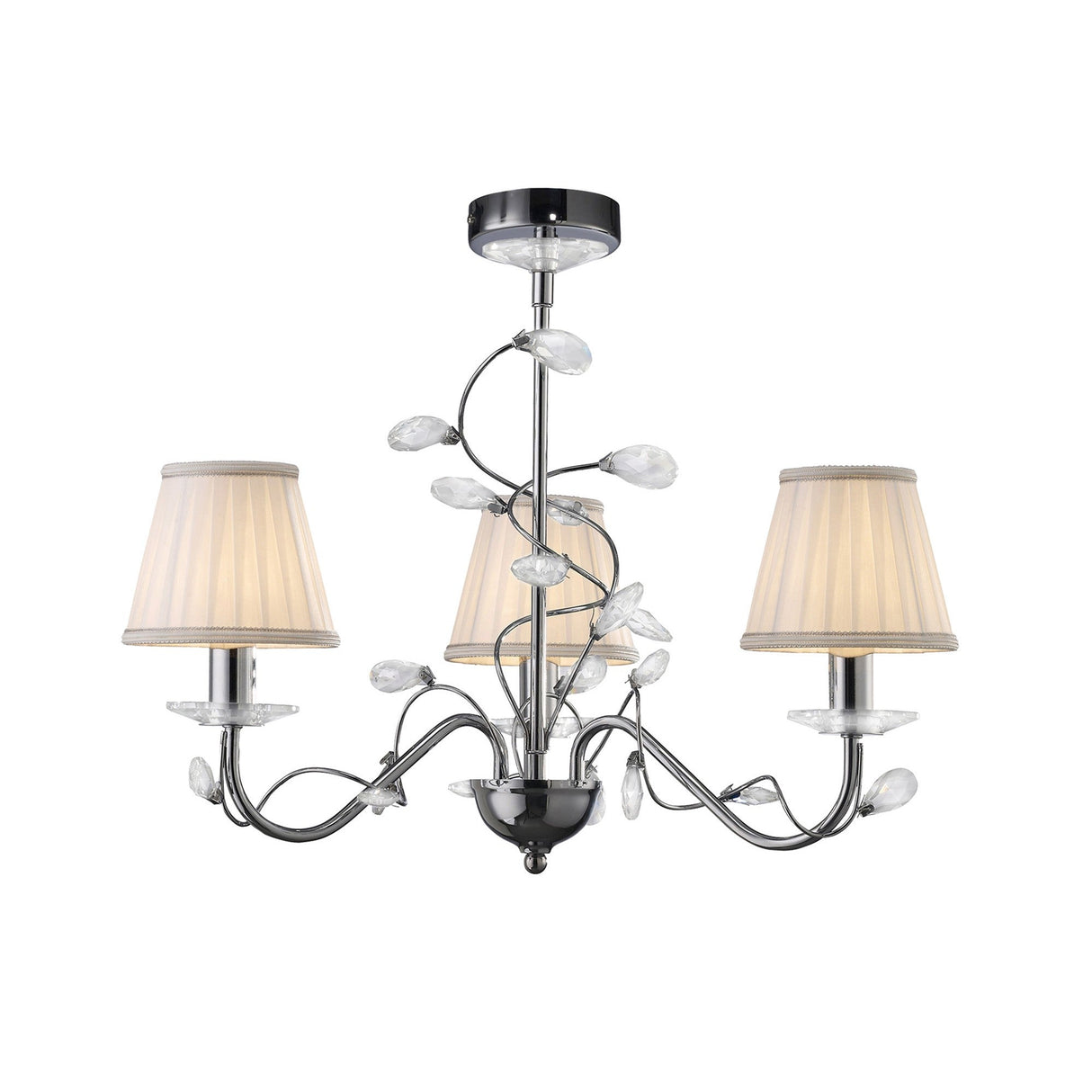 Willow 3 Light Crystal Chandelier - Polished Chrome (Without Shade)