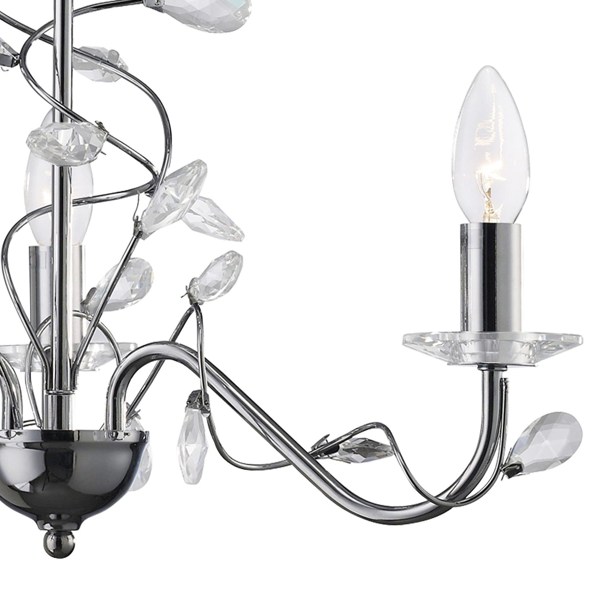 Willow 3 Light Crystal Chandelier - Polished Chrome (Without Shade)