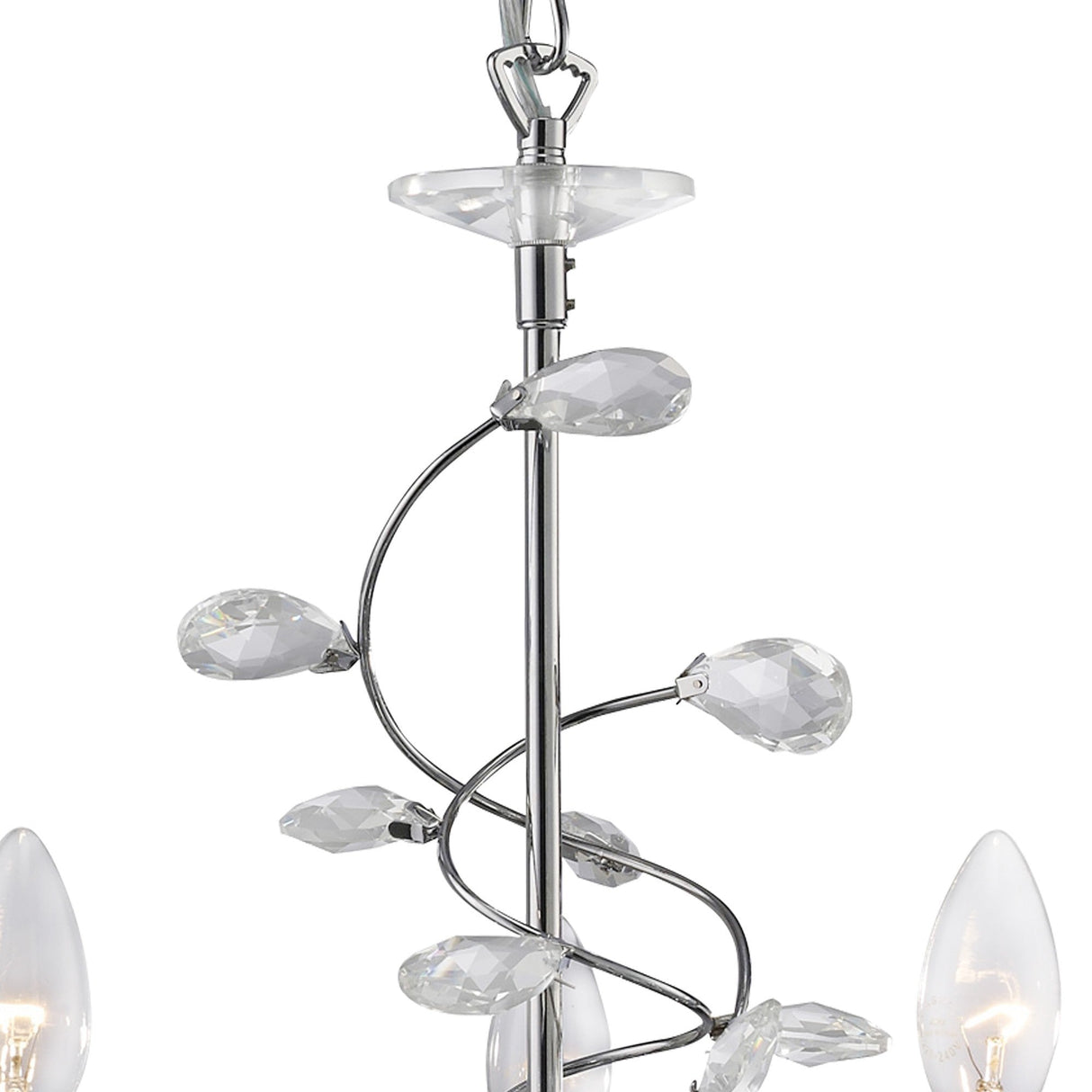 Willow 5 Light Crystal Chandelier - Polished Chrome (Without Shade)