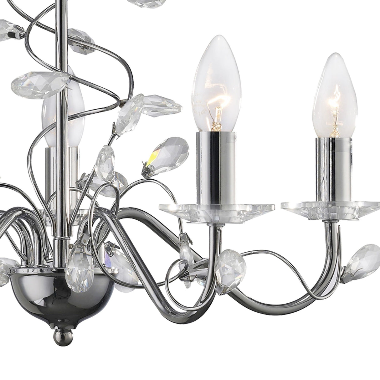Willow 5 Light Crystal Chandelier - Polished Chrome (Without Shade)