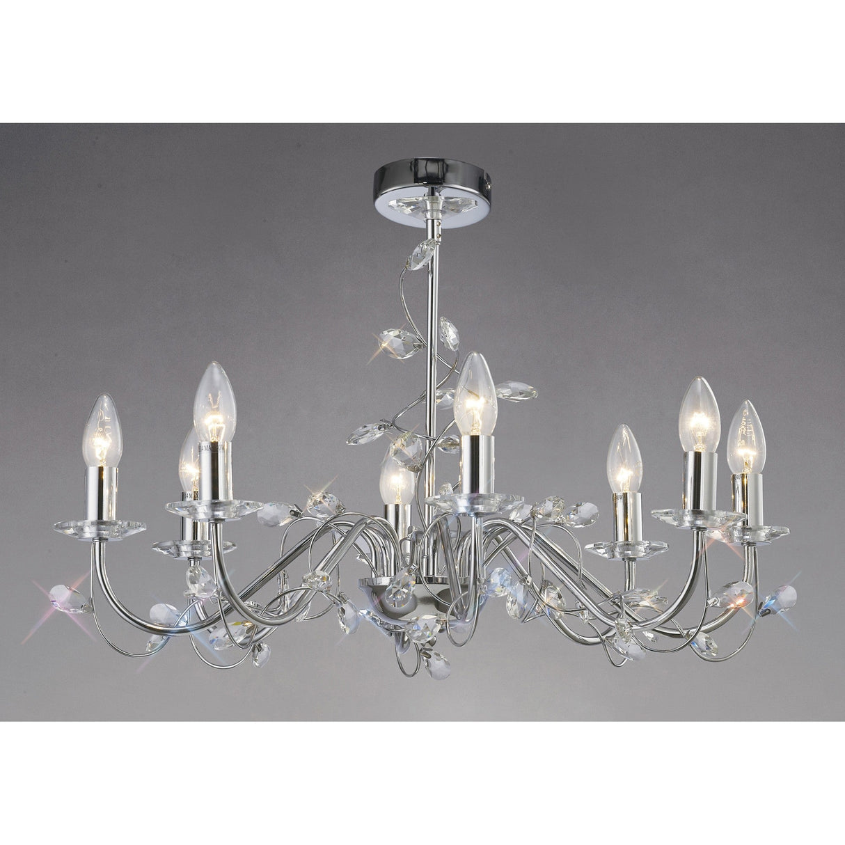 Willow 8 Light Crystal Chandelier - Polished Chrome (Without Shade)