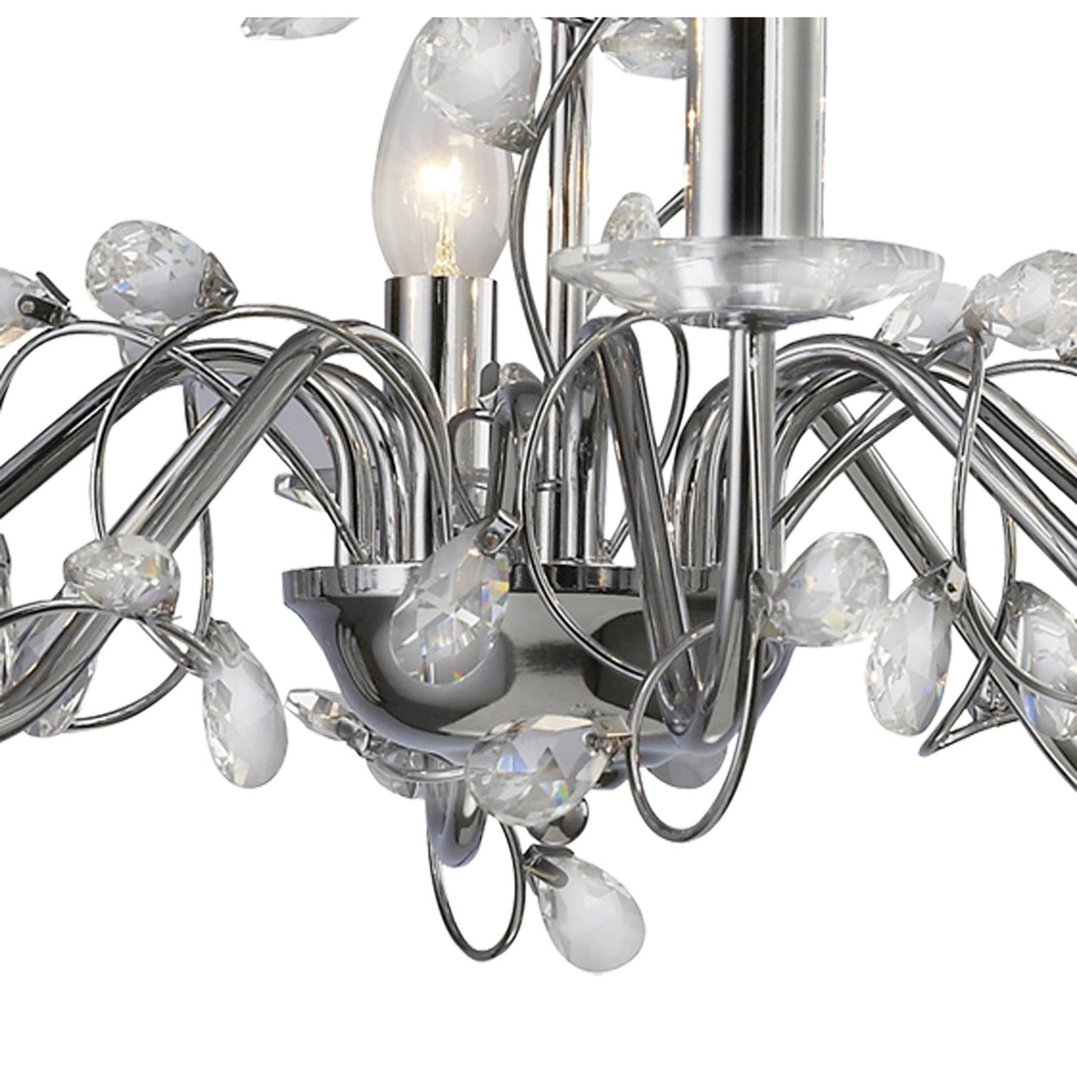 Willow 8 Light Crystal Chandelier - Polished Chrome (Without Shade)