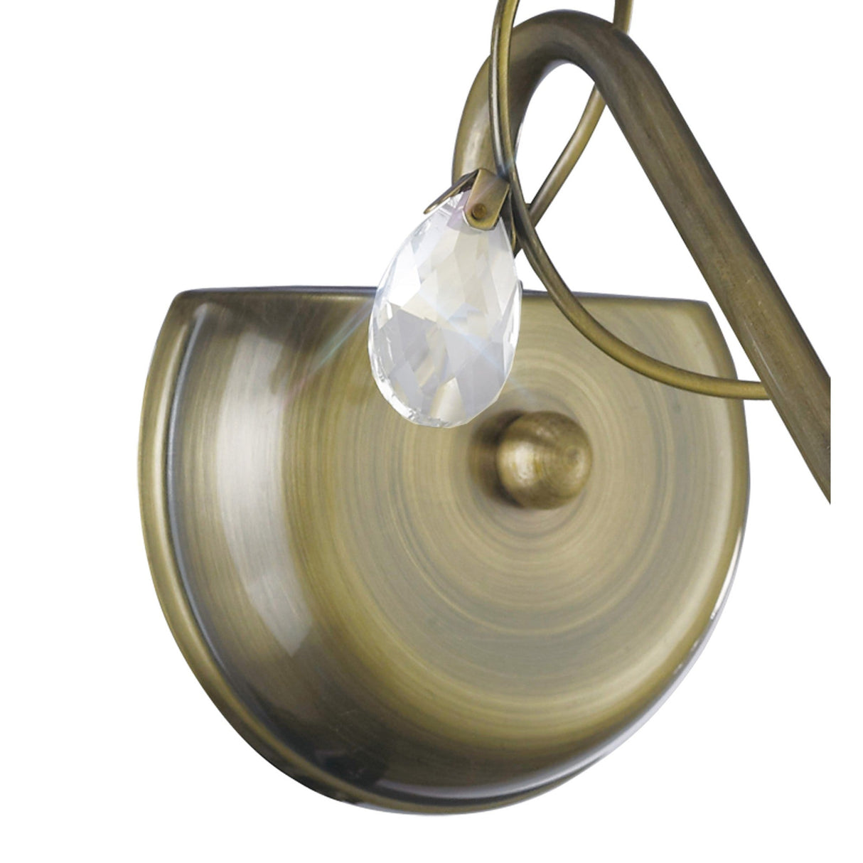 Willow 1 Light Crystal Wall Light - Brass (Without Shade)