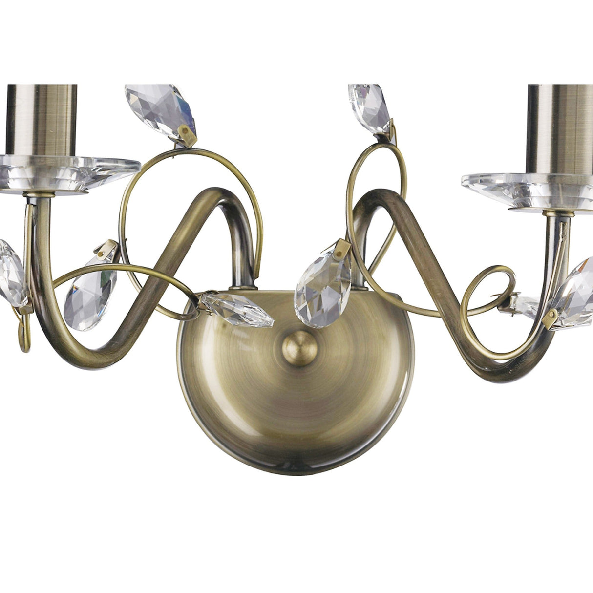 Willow 2 Light Crystal Wall Light - Brass (Without Shade)
