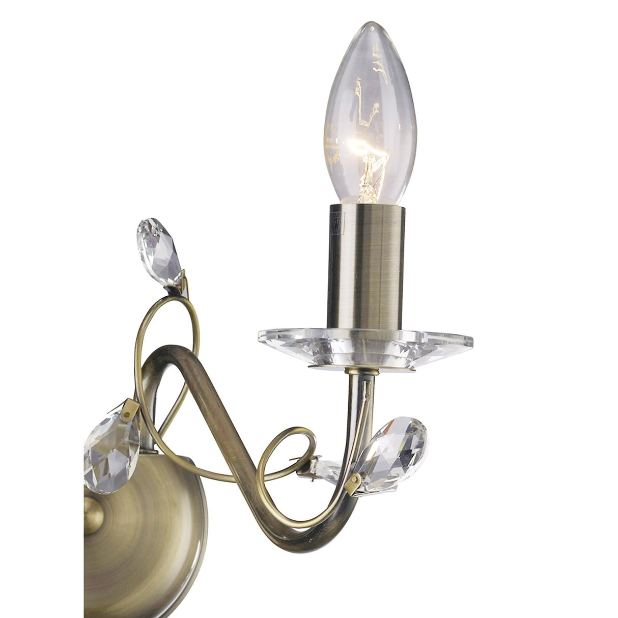Willow 2 Light Crystal Wall Light - Brass (Without Shade)