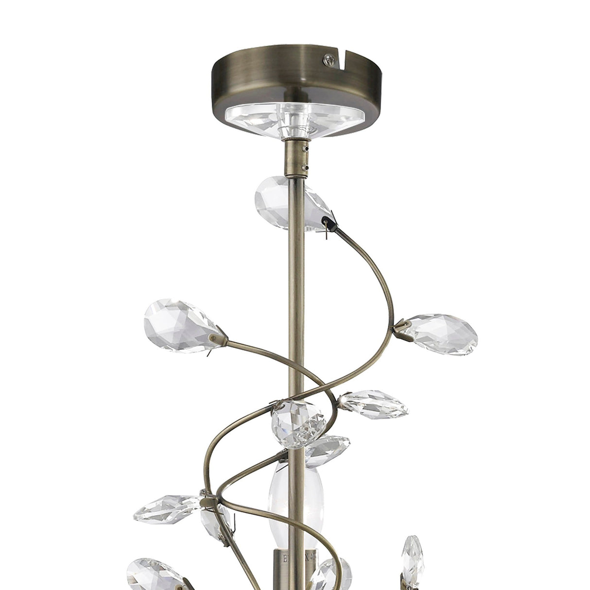 Willow 3 Light Crystal Chandelier - Antique Brass (Without Shade)