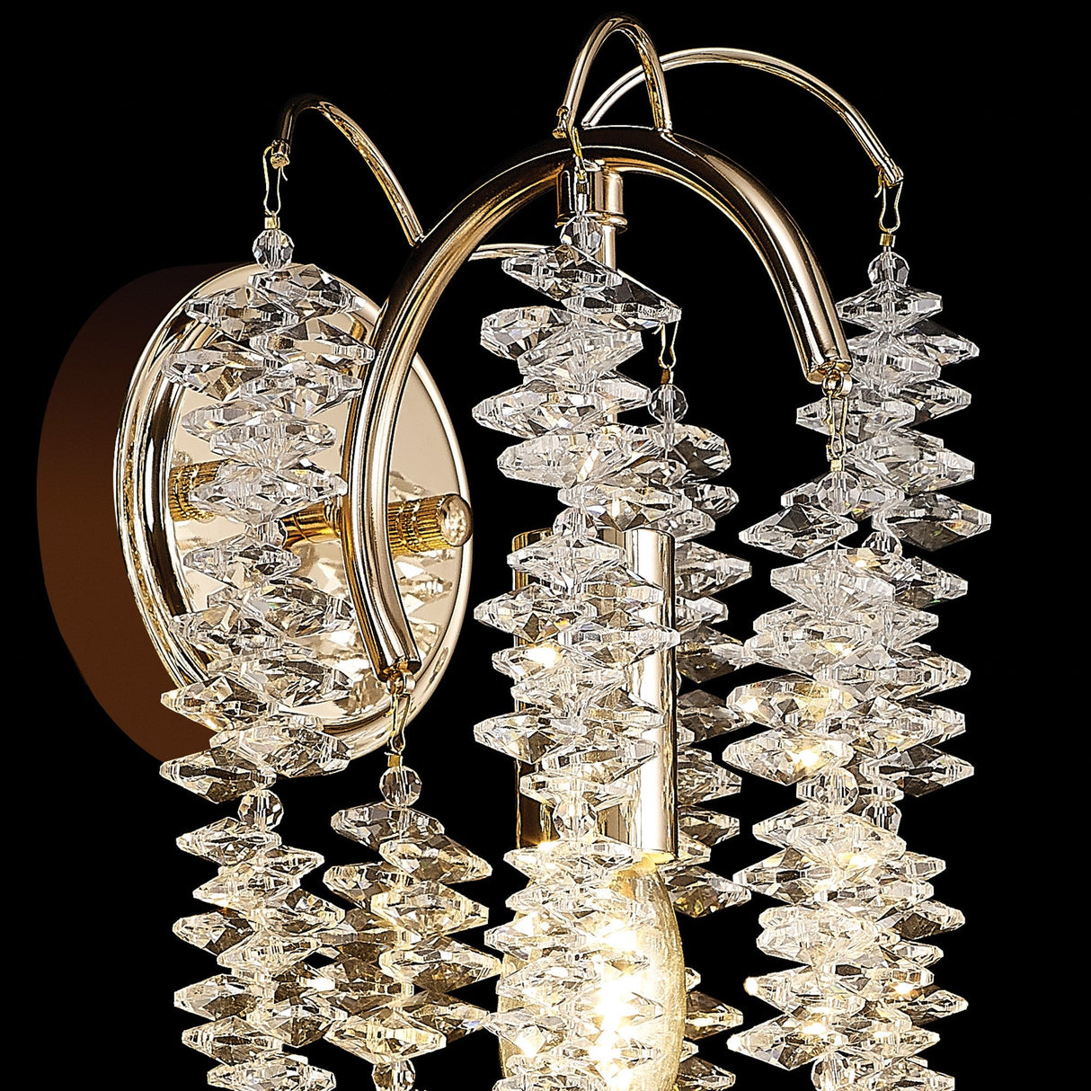 Wisteria 1 Light Crystal Wall Light - French Gold