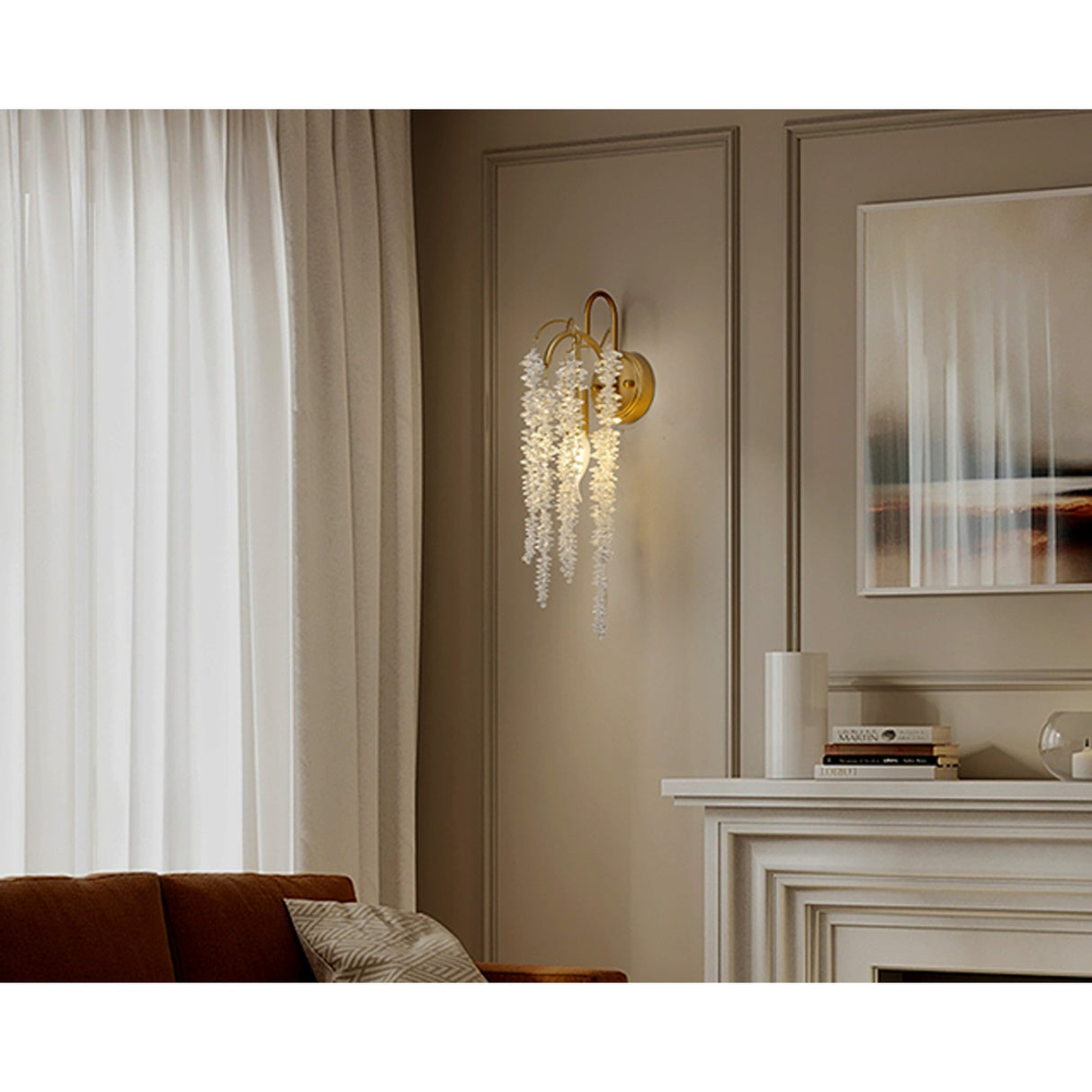 Wisteria 1 Light Crystal Wall Light - French Gold