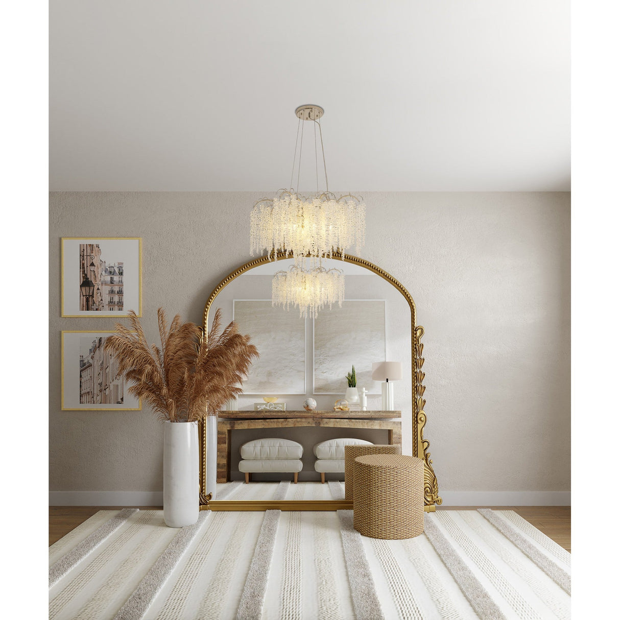 Wisteria 81cm 9 Light Crystal Suspension Light - Polished Nickel