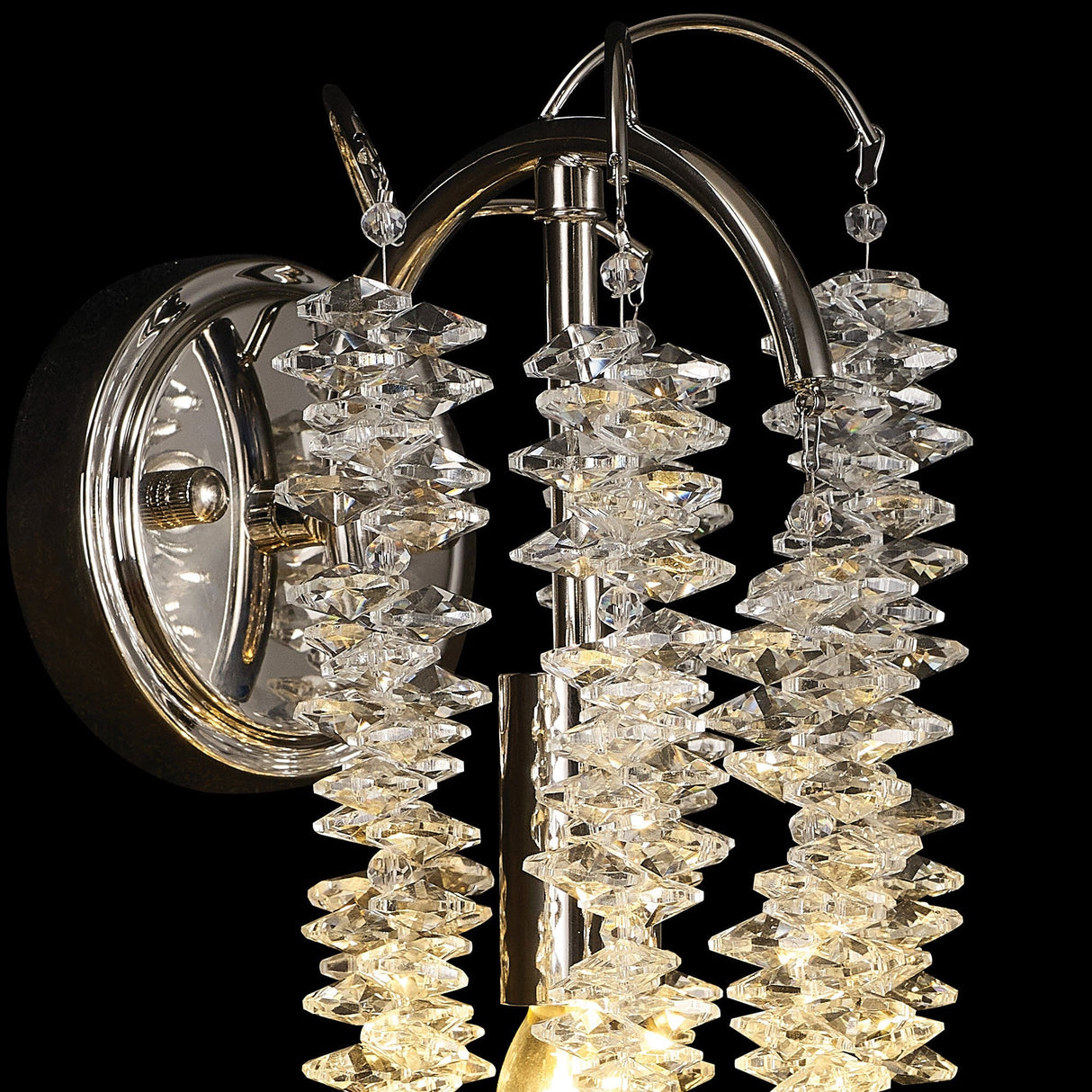 Wisteria 1 Light Crystal Wall Light - Polished Nickel