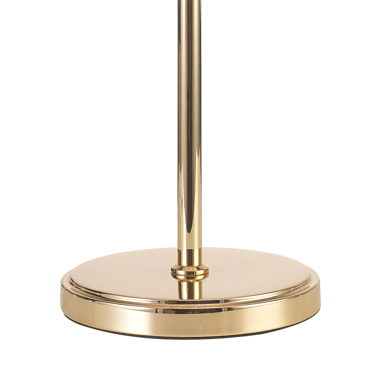 A close-up of the Wisteria 3 Light Table Lamp in gold, featuring a shiny round base and clear crystal clusters—an elegant dimmable lighting option for any room.