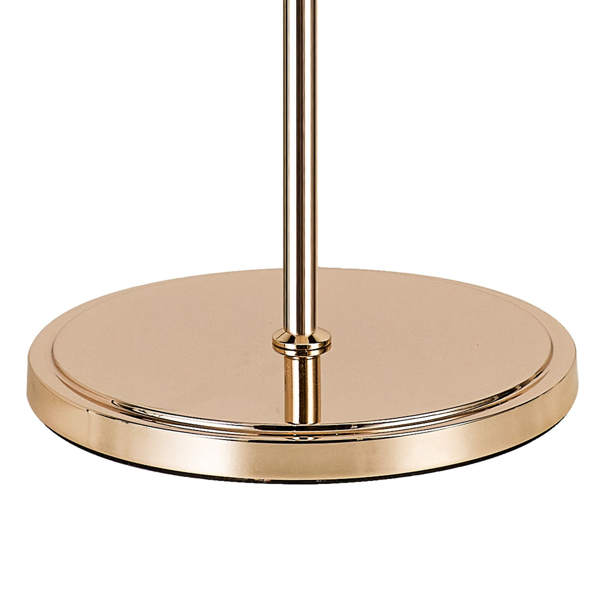 The Wisteria 4 Light Crystal Floor Lamp in French Gold features a shiny, round base and slender pole, adding elegance and ambient lighting to any space.