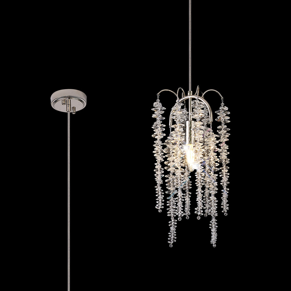 Wisteria 15cm Round 1 Light Crystal Pendant Light - Polished Nickel