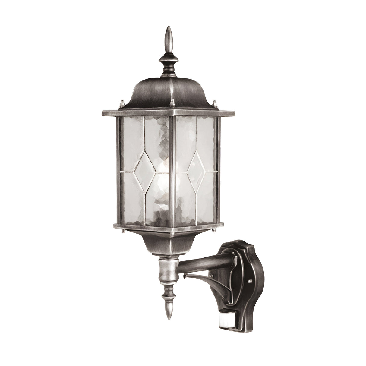 Wexford 1 Light Up Wall Lantern with PIR - Black/Silver