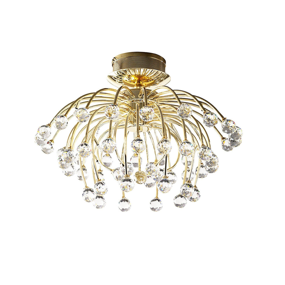 Xeena 10 Light Crystal Semi-Flush Ceiling Light – French Gold
