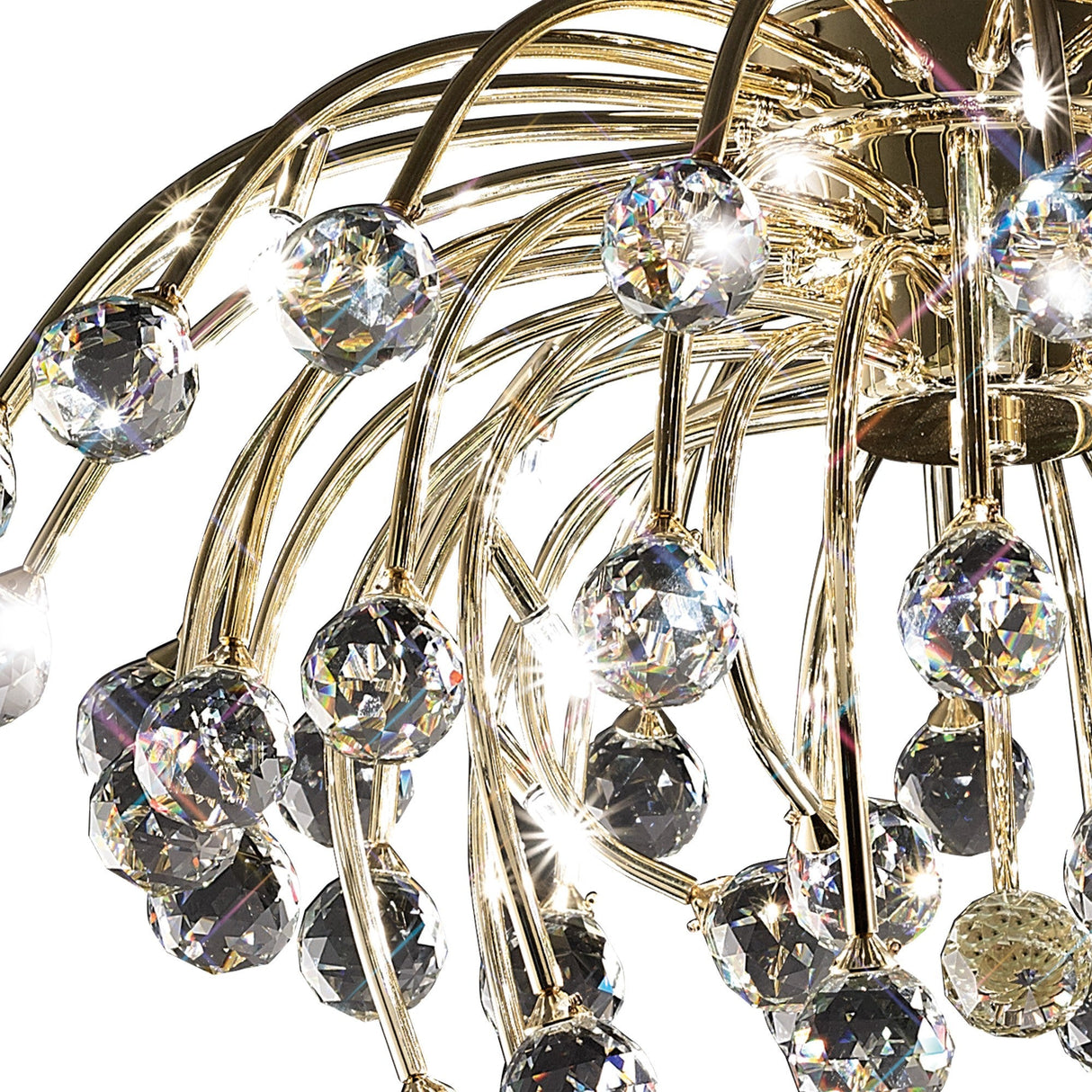 Xeena 10 Light Crystal Semi-Flush Ceiling Light – French Gold