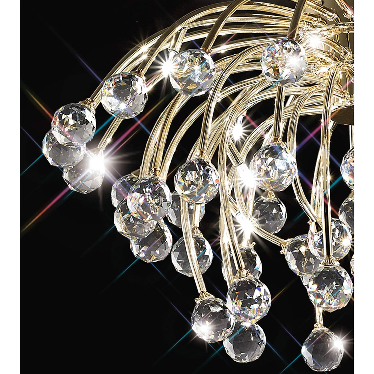 Xeena 10 Light Crystal Semi-Flush Ceiling Light – French Gold
