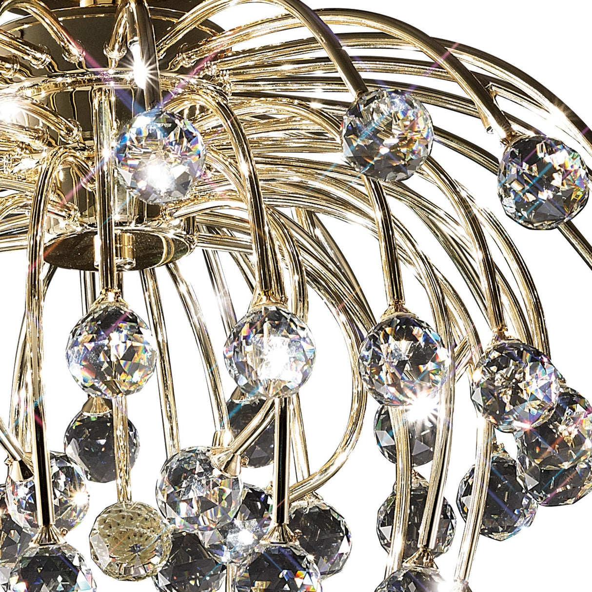 Xeena 10 Light Crystal Semi-Flush Ceiling Light – French Gold