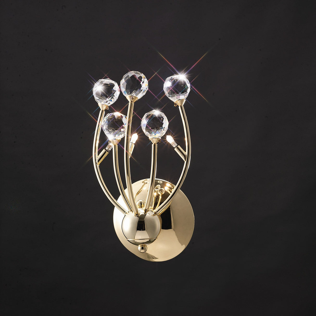 Xeena 3 Light Crystal Wall Light - Gold