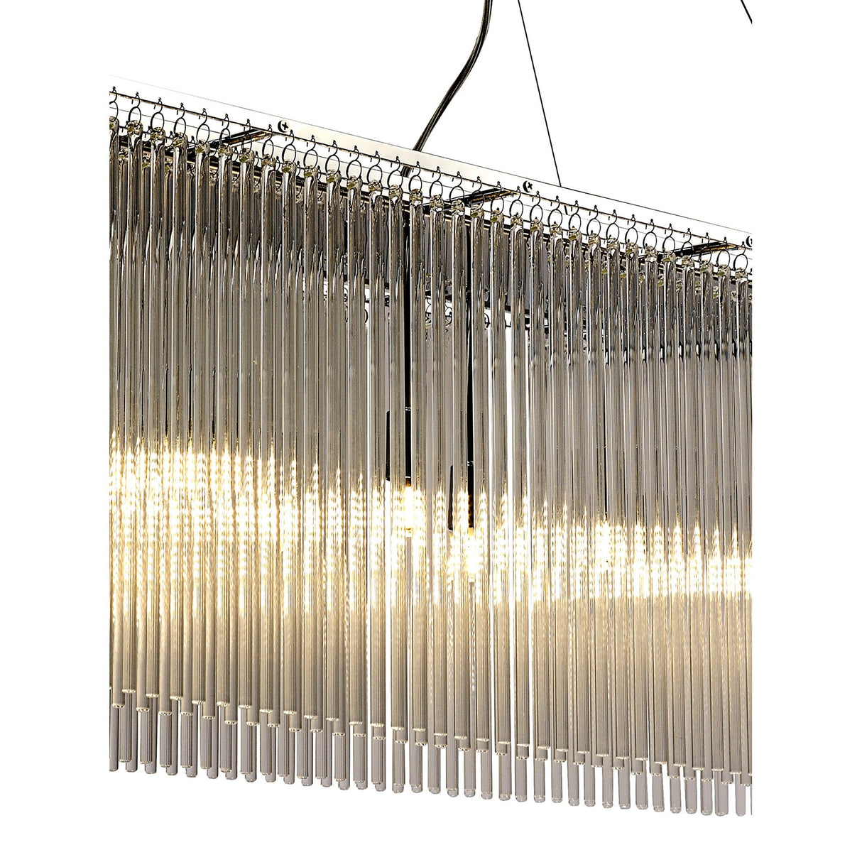 Zanthe 100cm 10 Light Glass Linear Suspension Light - Polished Chrome