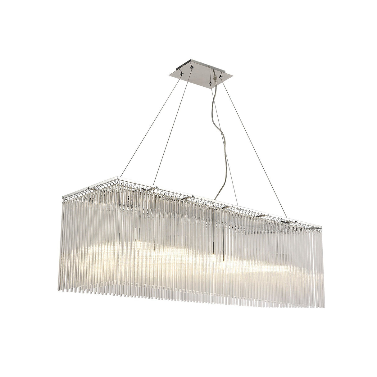 Zanthe 100cm 10 Light Glass Linear Suspension Light - Polished Chrome