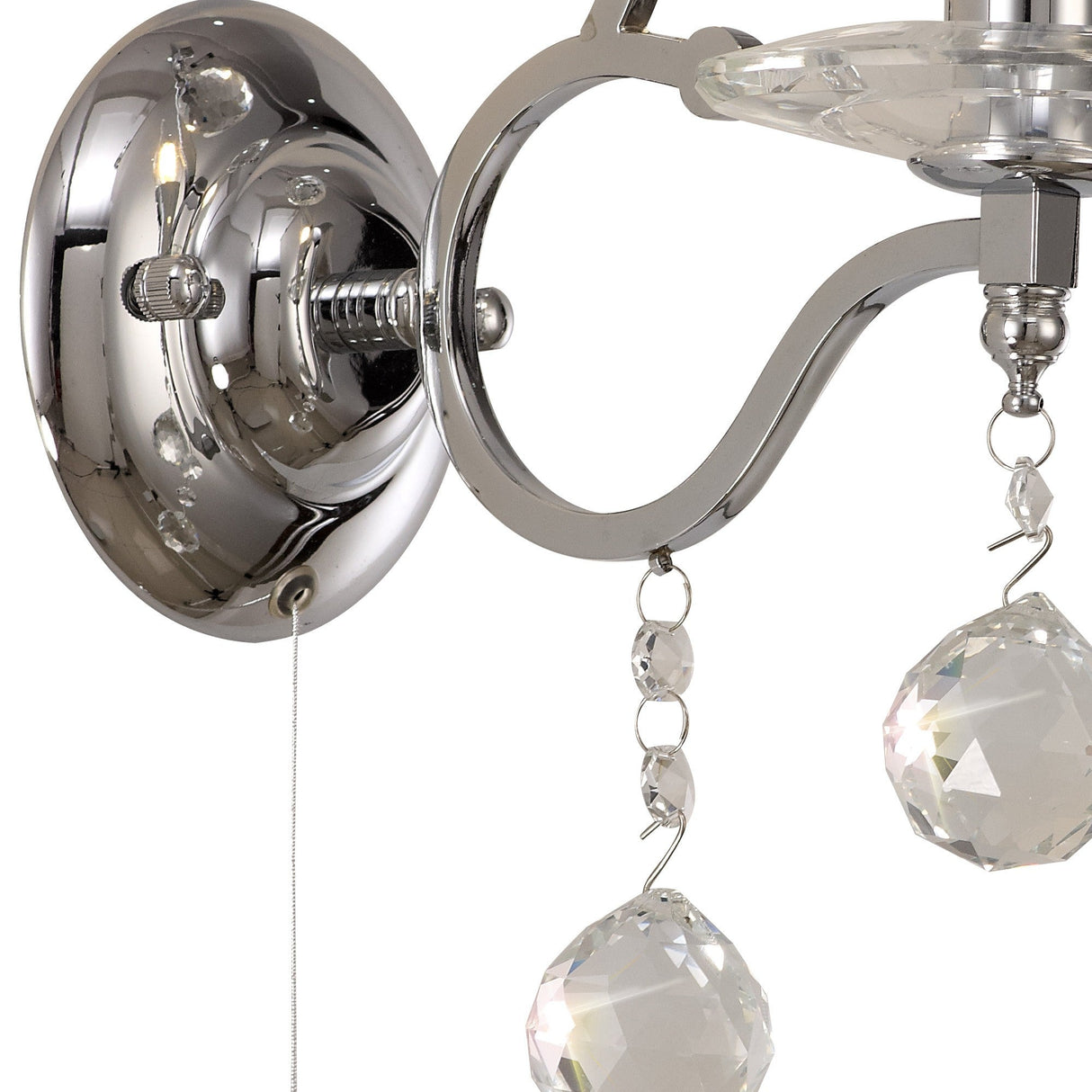 Zinta 1 Light Crystal Wall Light With Switch - Chrome