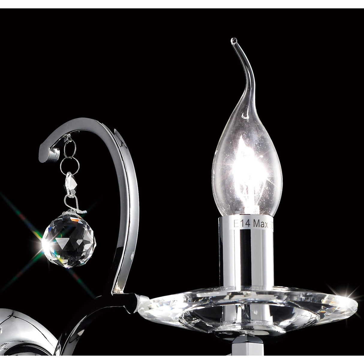Zinta 1 Light Crystal Wall Light With Switch - Chrome