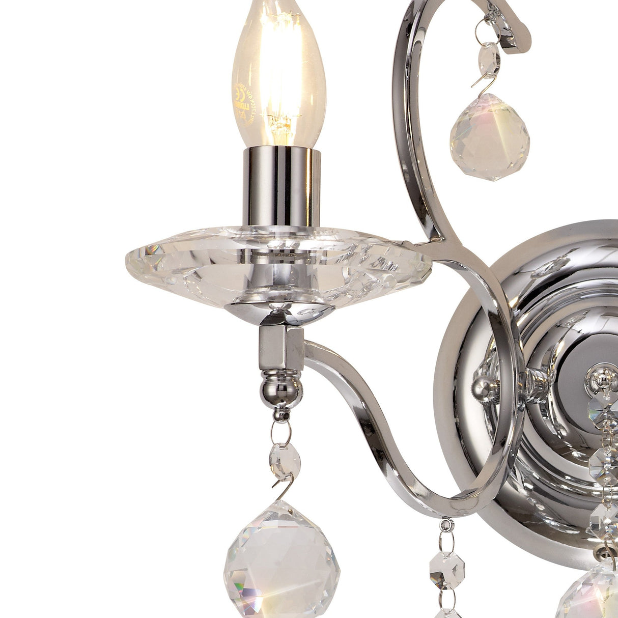 Zinta 2 Light Crystal Wall Light With Switch - Chrome