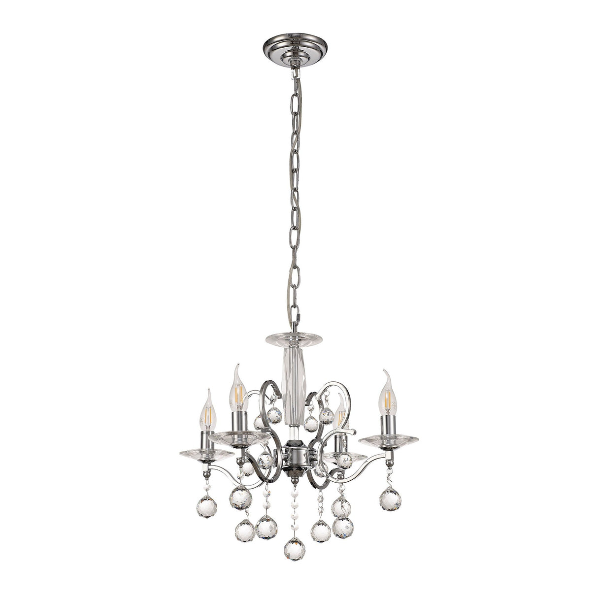 Zinta 50cm 4 Light Crystal Chandelier - Polished Chrome