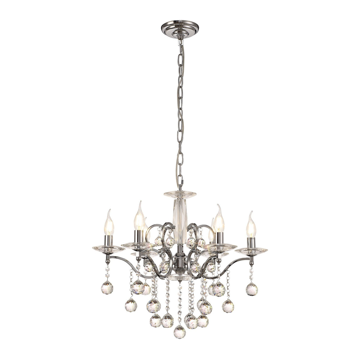 Zinta 60cm 6 Light Crystal Chandelier - Polished Chrome