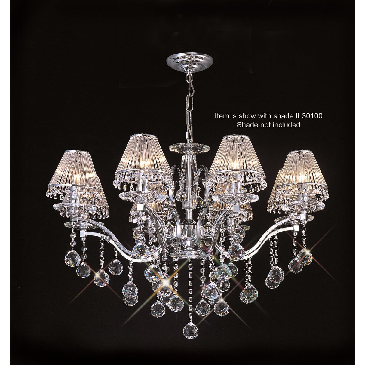 Zinta 75cm 8 Light Crystal Chandelier - Polished Chrome